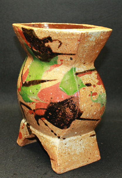 25657 Kanjiro Kawai [Tsuneshiki] (Three-colored flat vase)