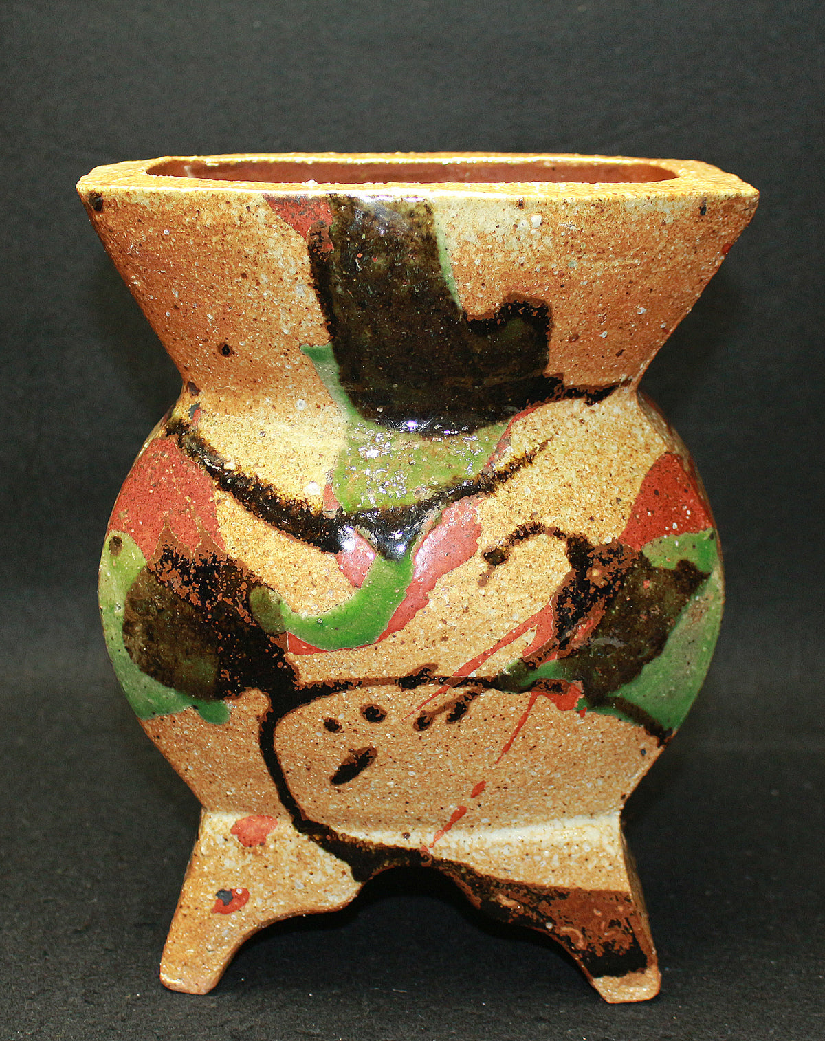 25657 Kanjiro Kawai [Tsuneshiki] (Three-colored flat vase)