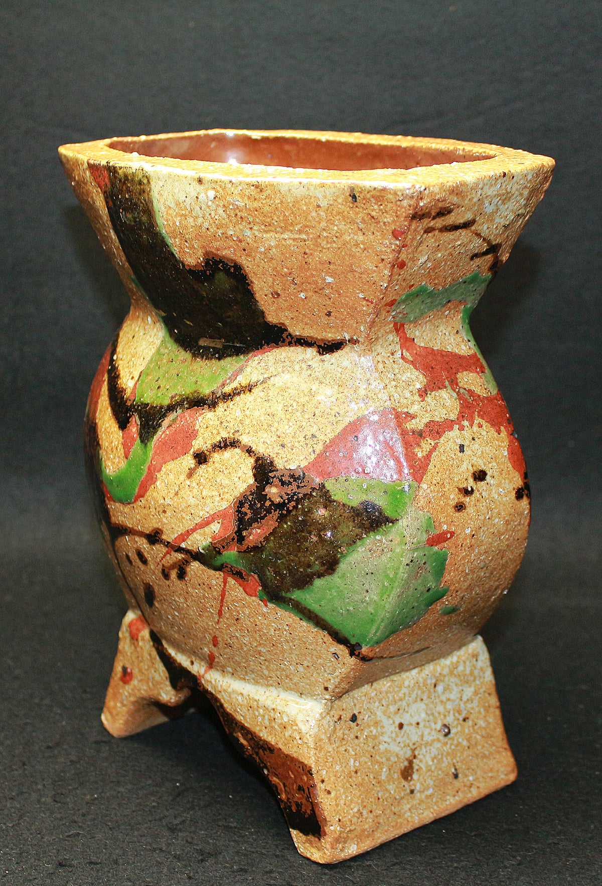 25657 Kanjiro Kawai [Tsuneshiki] (Three-colored flat vase)