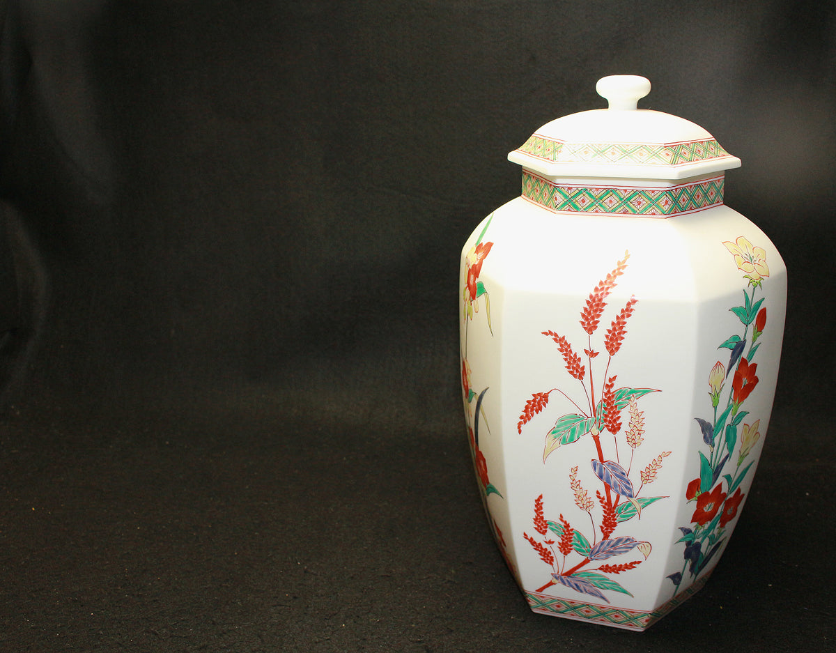 25303 14th generation Sakaida Kakiemon (Muddy hand flower pattern vase) 