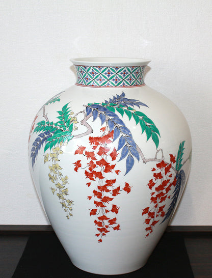 25698 14th generation SAKAIDA Kakiemon (cloudy hand wisteria pattern vase) SAKAIDA Kakiemon