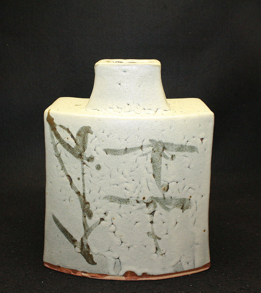 24883 Living National Treasure HAMADA Shoji (Kakegure glaze vase)