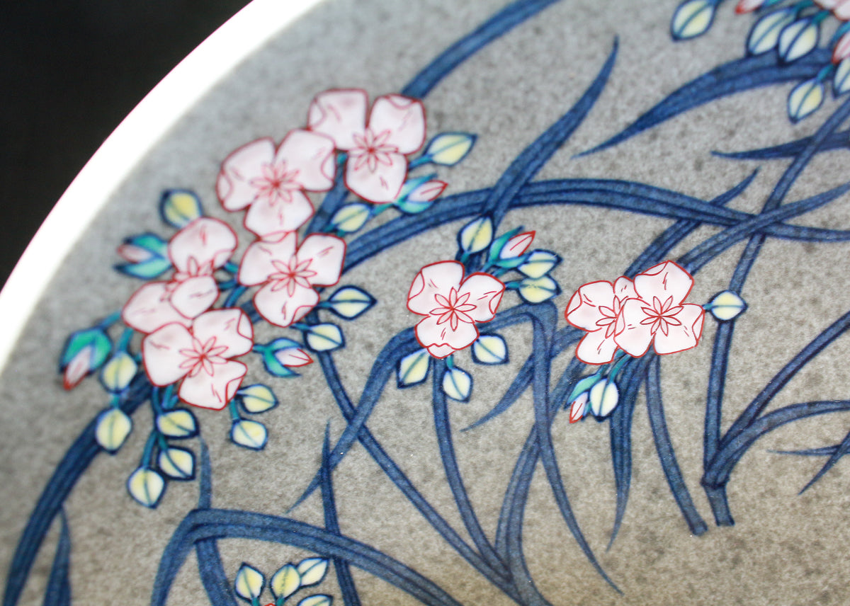 25721 13th generation Imaizumi Imaemon (colored Nabeshima thin ink dewdrop pattern frame plate)