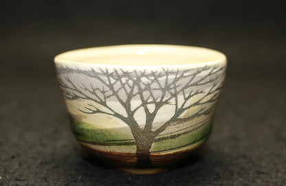 25799 SAEKI Moriyoshi  Sake cup with inlaid tree design