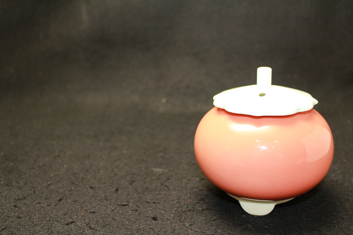 25990 Living National Treasure Manji Inoue Colored glazed persimmon incense "Kimori" 