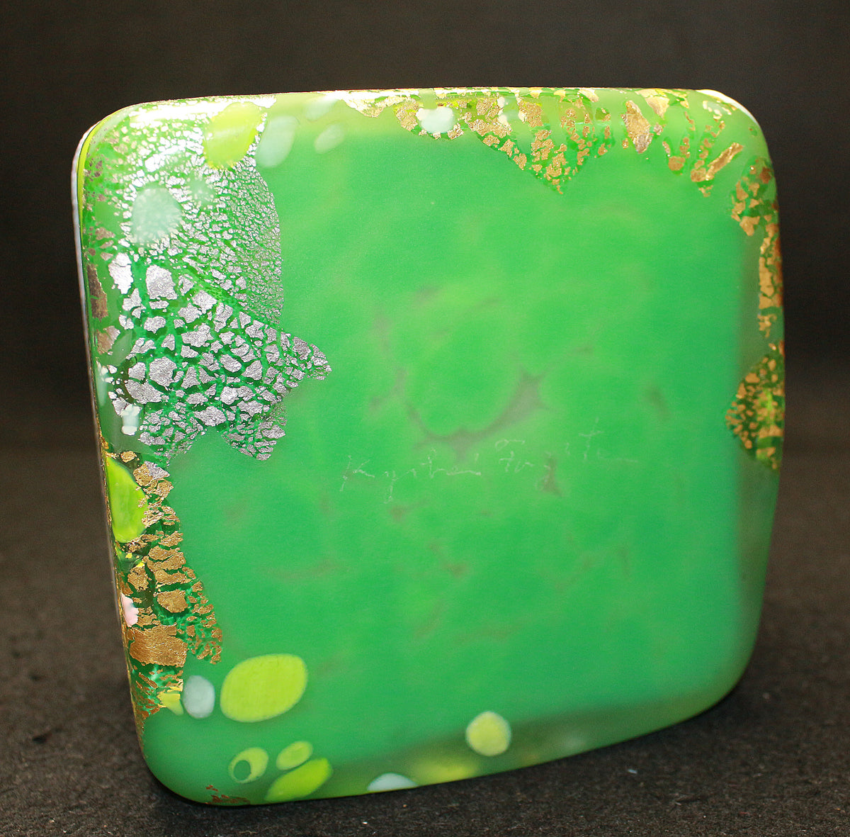 26030　藤田喬平　手吹飾筥　若竹　FUJITA Kyohei