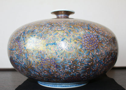 26037	葉山有樹	  金彩美瑠菊花文壷　HAYAMA　Yuki