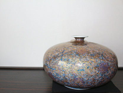 26037	葉山有樹	  金彩美瑠菊花文壷　HAYAMA　Yuki