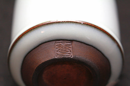 26044 Living National Treasure Fukushima Zenzo Nakano Moon White Porcelain Sake Cup FUKUSHIMA Zenzou 