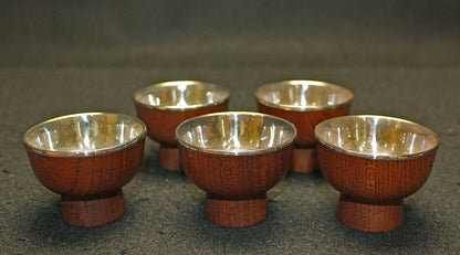 26043	人間国宝　川北良造	神代欅銀盃５客　KAWAKITA Ryozo