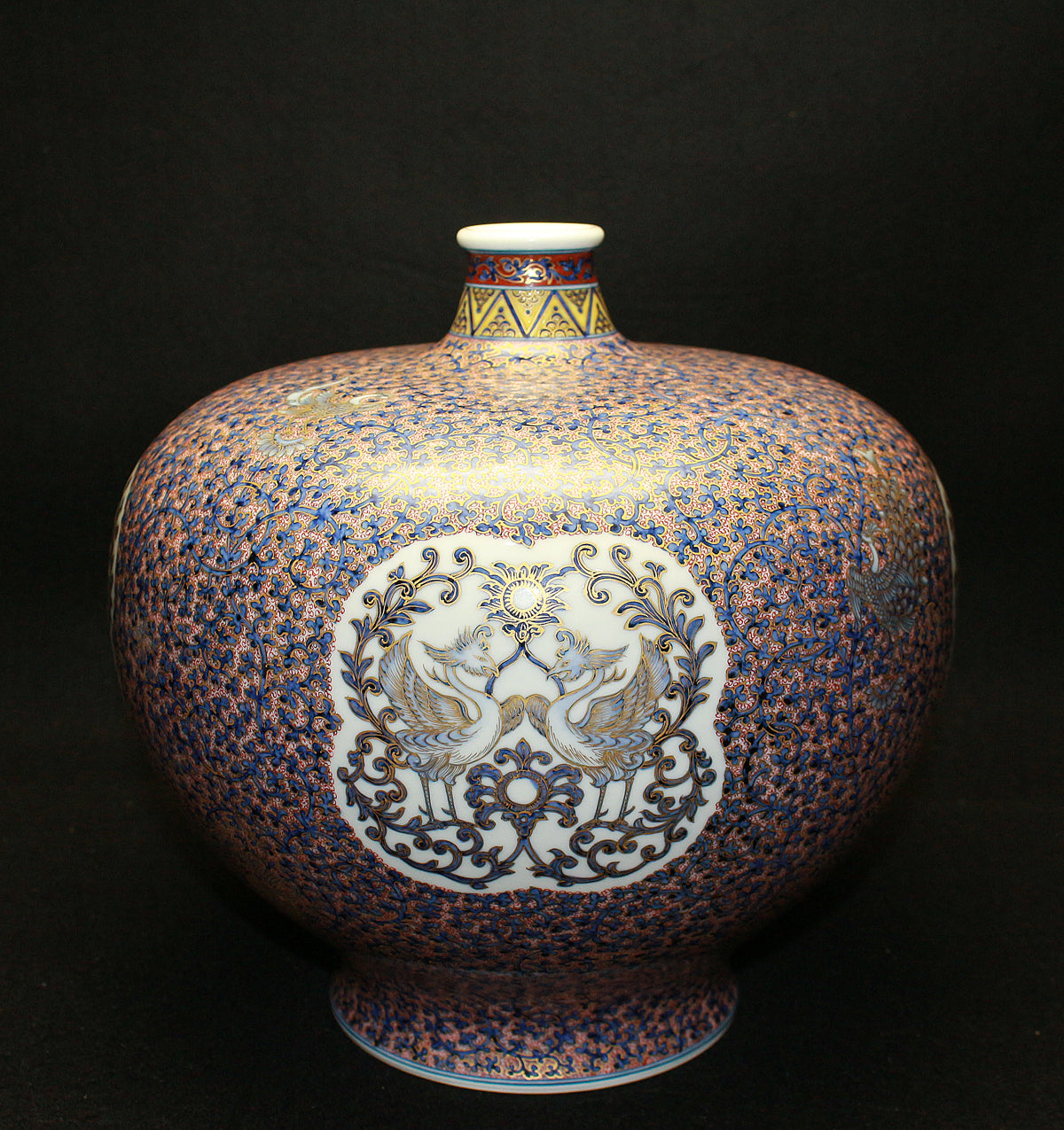26075 HAYAMA Yuki Shosoin Phoenix and Beast Design Vase (Solo Exhibition Work, Design Commentary Included (Framed)) 