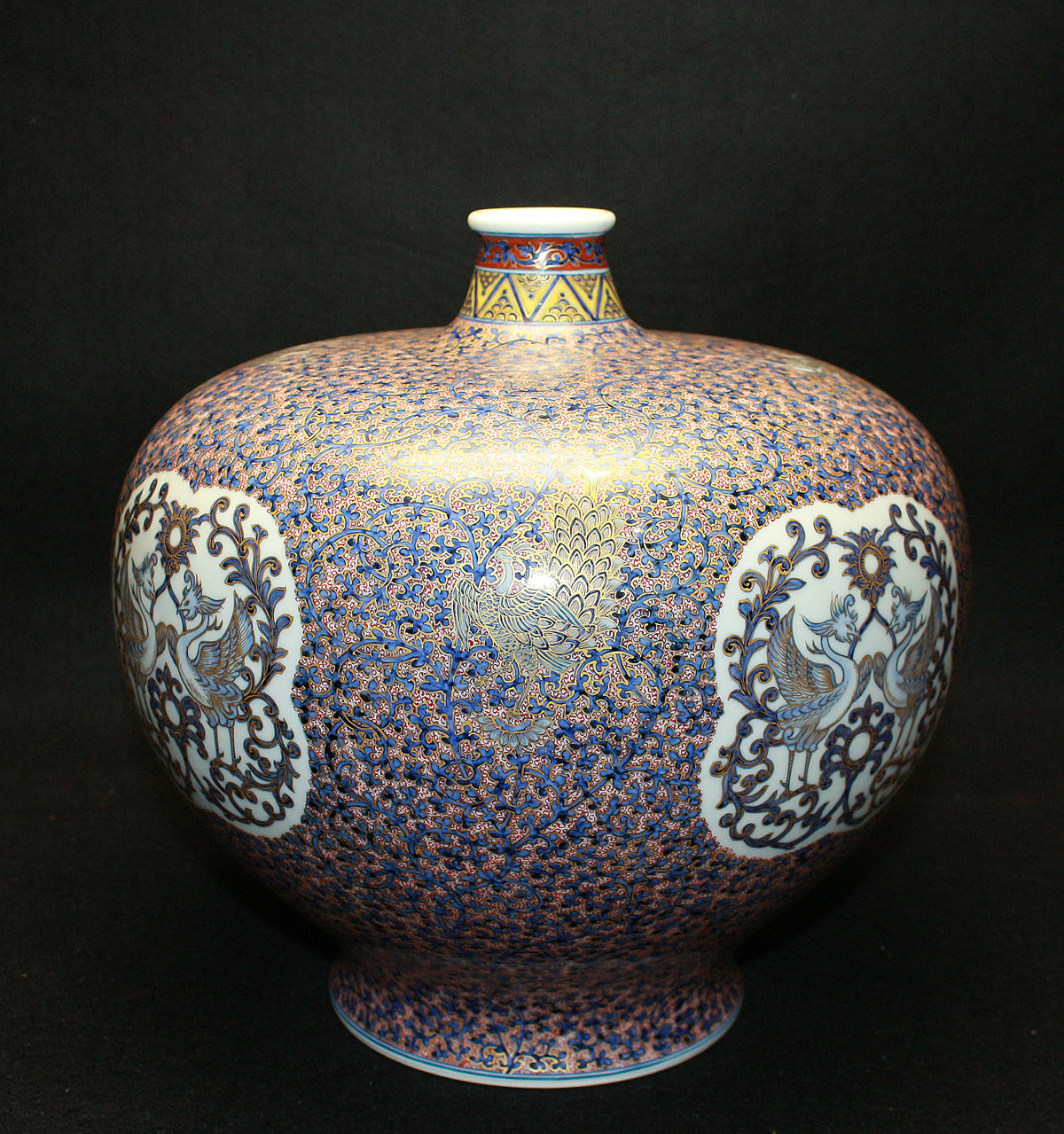 26075 HAYAMA Yuki Shosoin Phoenix and Beast Design Vase (Solo Exhibition Work, Design Commentary Included (Framed)) 
