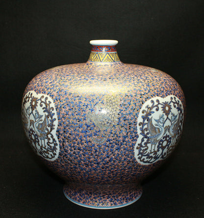 26075 HAYAMA Yuki Shosoin Phoenix and Beast Design Vase (Solo Exhibition Work, Design Commentary Included (Framed)) 