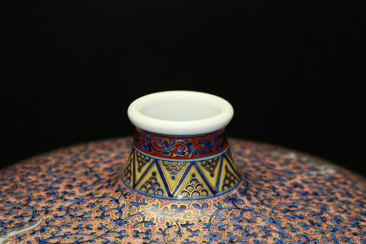 26075 HAYAMA Yuki Shosoin Phoenix and Beast Design Vase (Solo Exhibition Work, Design Commentary Included (Framed)) 