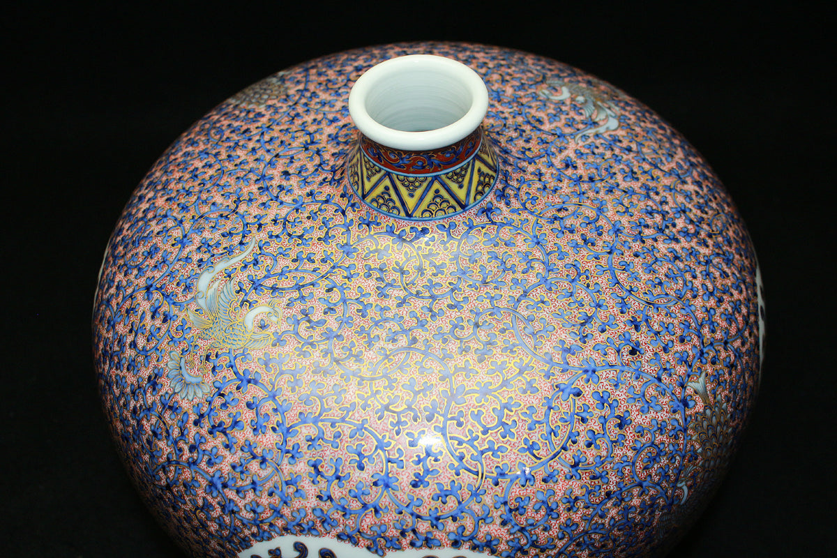 26075 HAYAMA Yuki Shosoin Phoenix and Beast Design Vase (Solo Exhibition Work, Design Commentary Included (Framed)) 