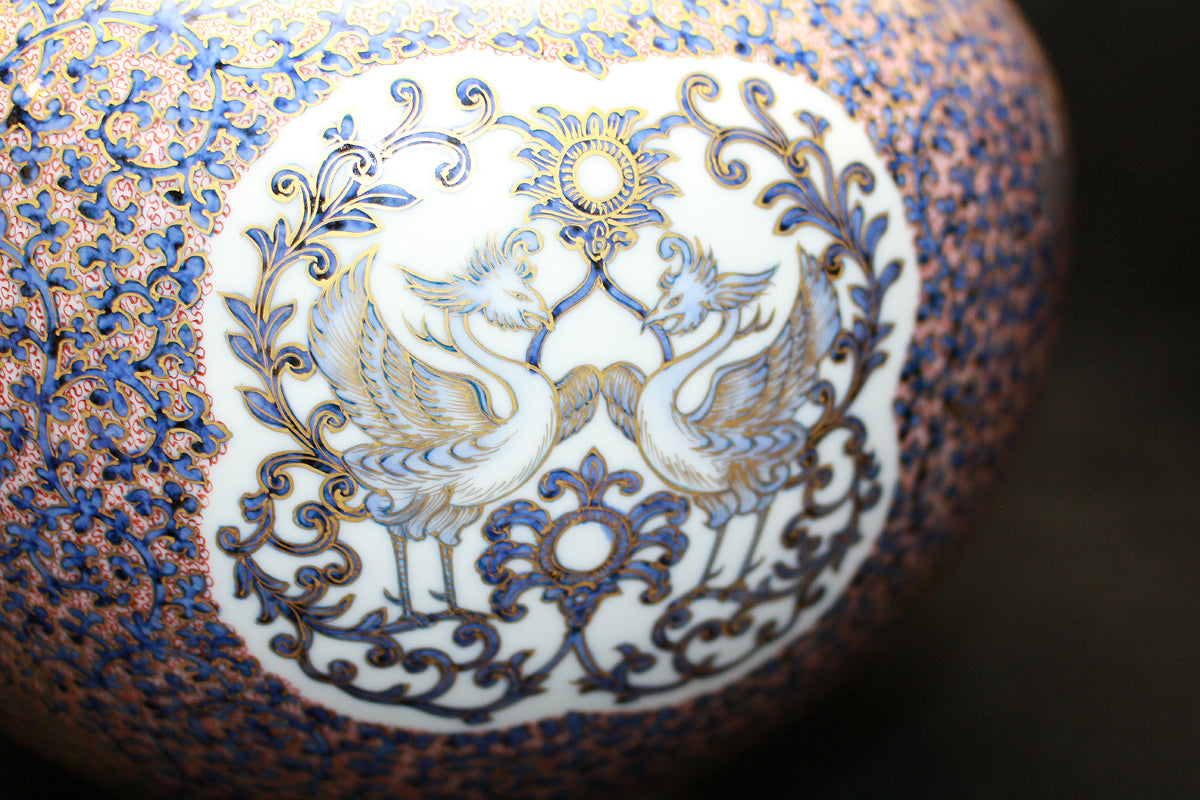 26075 HAYAMA Yuki Shosoin Phoenix and Beast Design Vase (Solo Exhibition Work, Design Commentary Included (Framed)) 