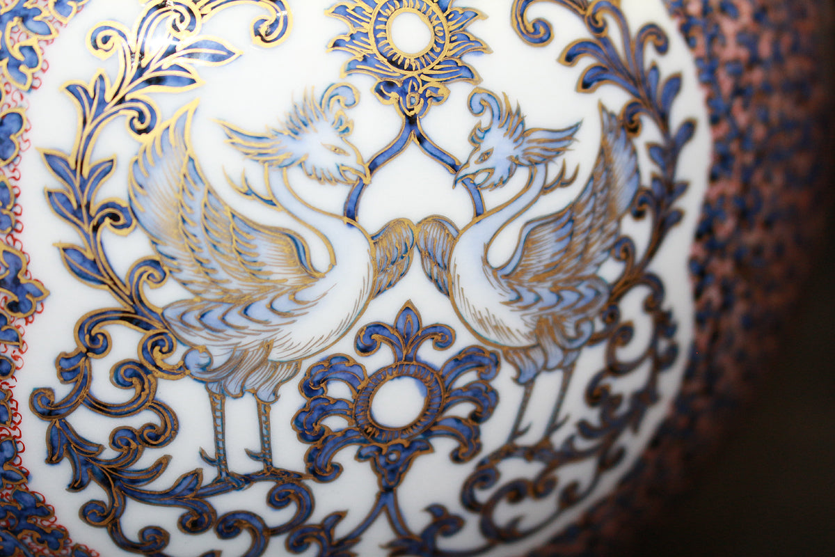 26075 HAYAMA Yuki Shosoin Phoenix and Beast Design Vase (Solo Exhibition Work, Design Commentary Included (Framed)) 