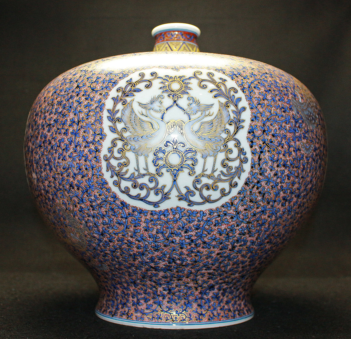 26075 HAYAMA Yuki Shosoin Phoenix and Beast Design Vase (Solo Exhibition Work, Design Commentary Included (Framed)) 