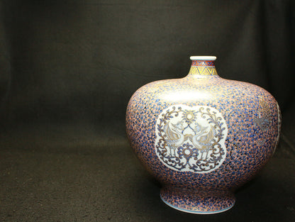 26075 HAYAMA Yuki Shosoin Phoenix and Beast Design Vase (Solo Exhibition Work, Design Commentary Included (Framed)) 