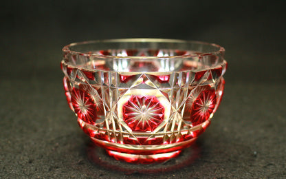 26081	尚古集成館監修薩摩ガラス工芸	復元薩摩切子　色被せガラス切子向付鉢