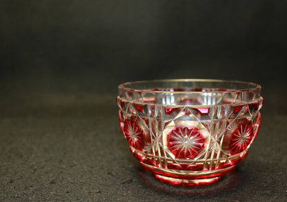 26081	尚古集成館監修薩摩ガラス工芸	復元薩摩切子　色被せガラス切子向付鉢