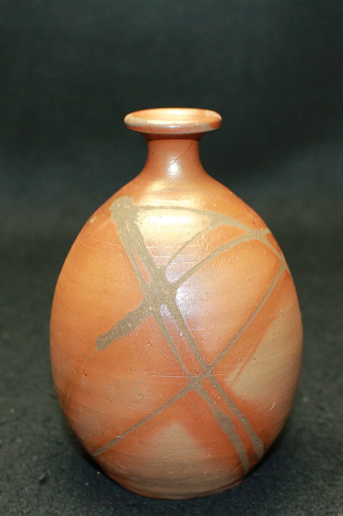 26085 人间国宝 藤原庆备前清酒瓶 藤原庆