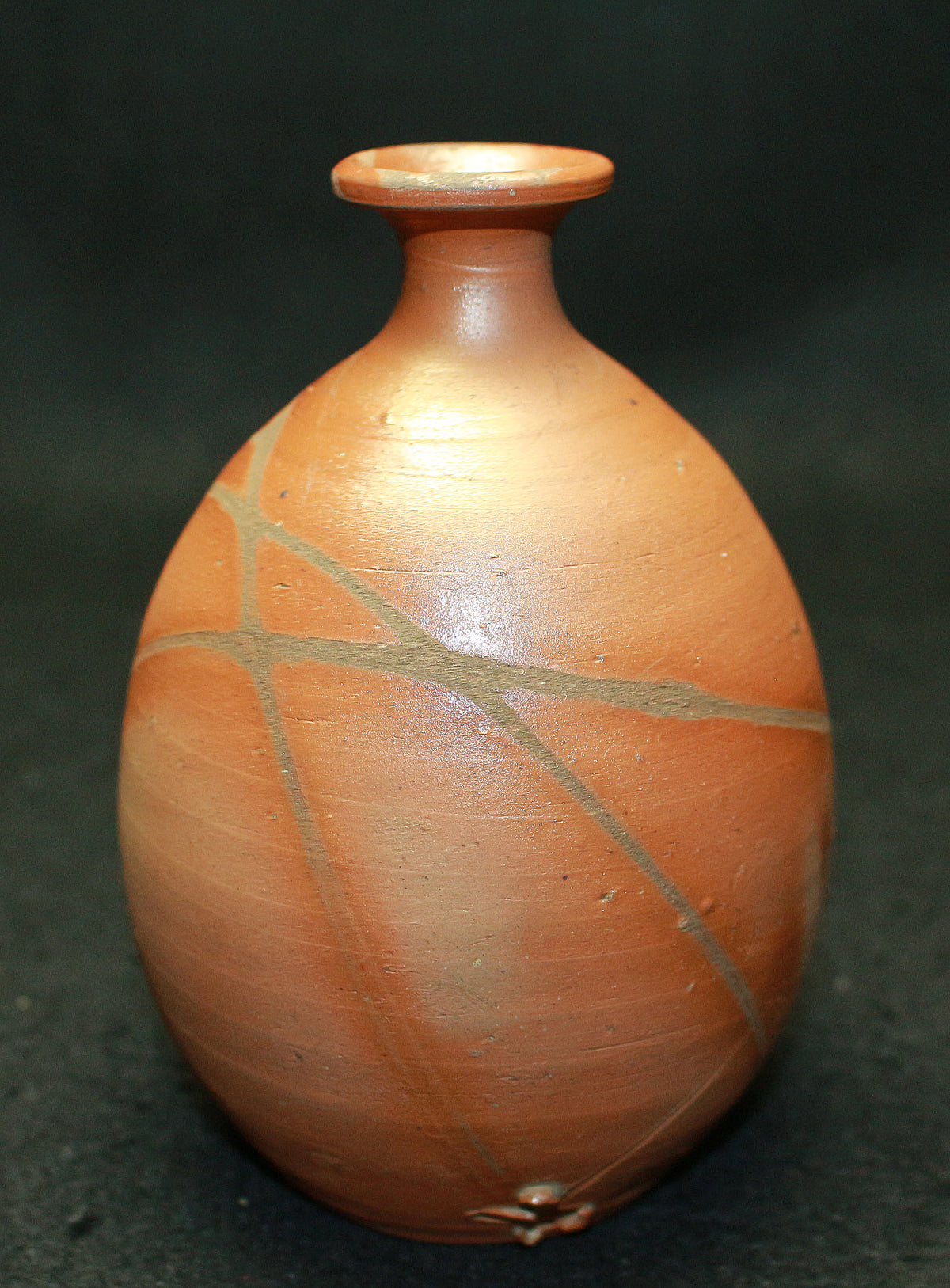 26085 人间国宝 藤原庆备前清酒瓶 藤原庆