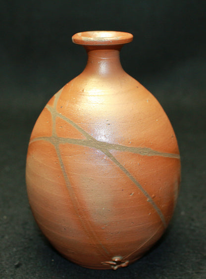 26085 人间国宝 藤原庆备前清酒瓶 藤原庆