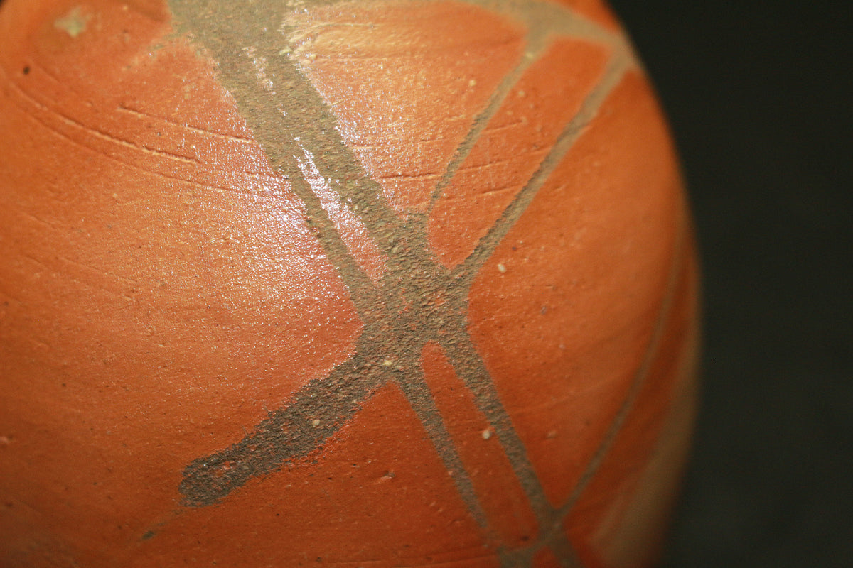 26085 人间国宝 藤原庆备前清酒瓶 藤原庆