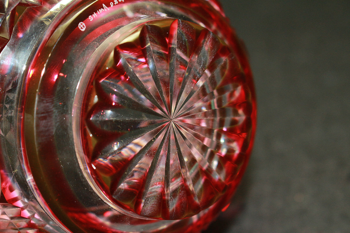 26081	尚古集成館監修薩摩ガラス工芸	復元薩摩切子　色被せガラス切子向付鉢