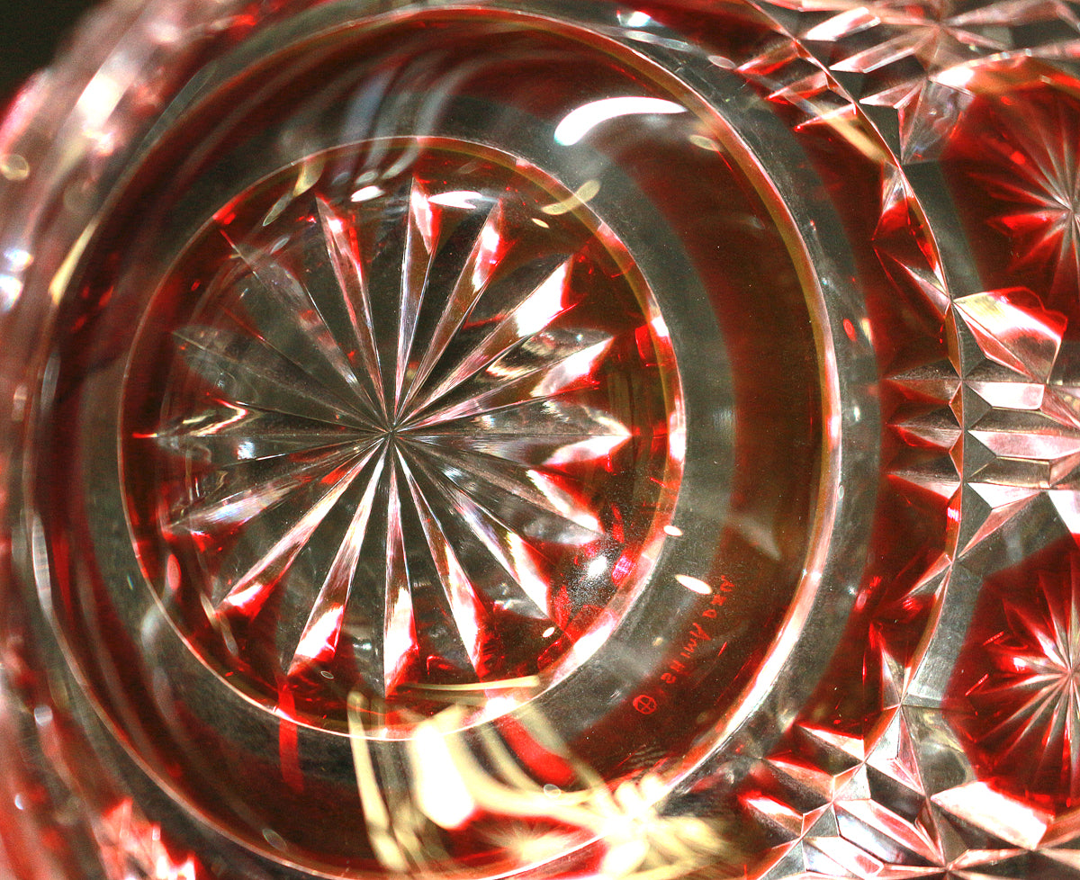 26081	尚古集成館監修薩摩ガラス工芸	復元薩摩切子　色被せガラス切子向付鉢