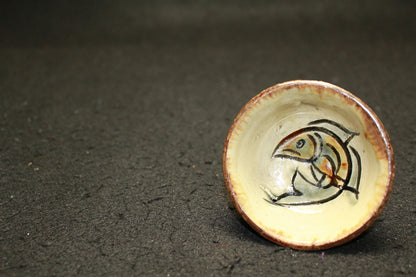 26097 Living National Treasure Jiro Kinjo Sake Cup (Fish Design) 