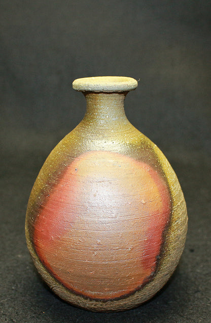 26117 Living National Treasure Fujiwara Kei Bizen Sake Bottle FUJIWARA Kei 