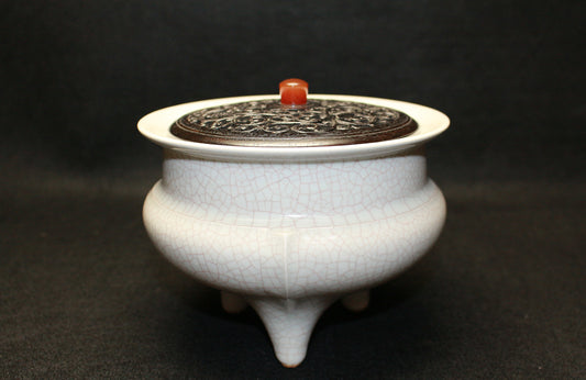 26119　板谷波山	蛋殻磁香爐(東美鑑定書付属)　ITAYA　Hazan