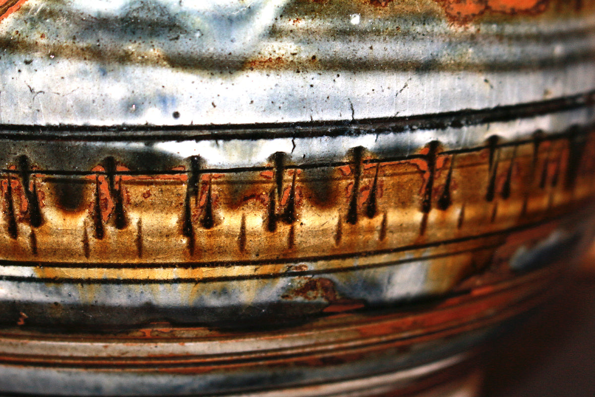 26121 Living National Treasure Jiro Kinjo Tsuboya-yaki Fish Design Jar