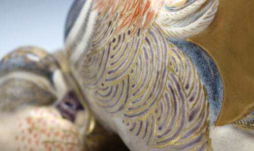 【高品質人気SALE】CO651 京焼陶器彩色「水鳥/水禽/鴛鴦 一対」置物 高さ14.3cm 共箱附 その他